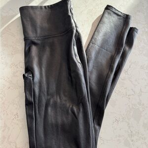 SPANX Charcoal High-Rise Faux Leather Leggings